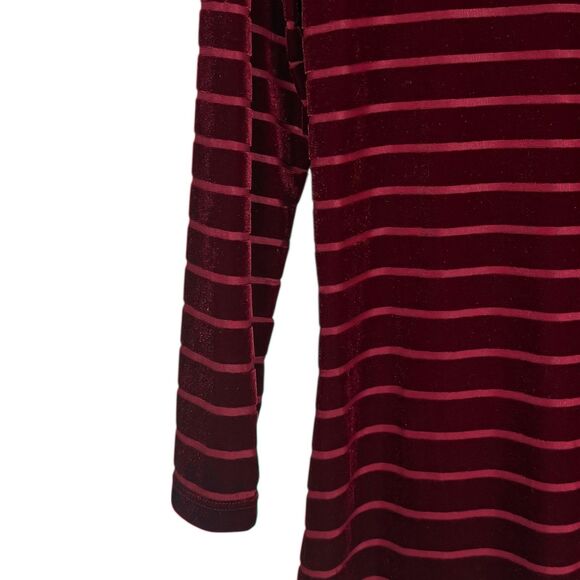 Ralph Lauren Women's Blouse Burgundy Velvet Sheer Stretch Holiday Top Size PM - Picture 8 of 8